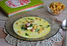 Сырный суп с сосисками