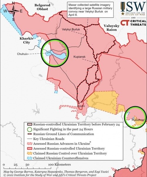 Появилась новая карта боевых действий в Украине от ISW за 19 апреля 2